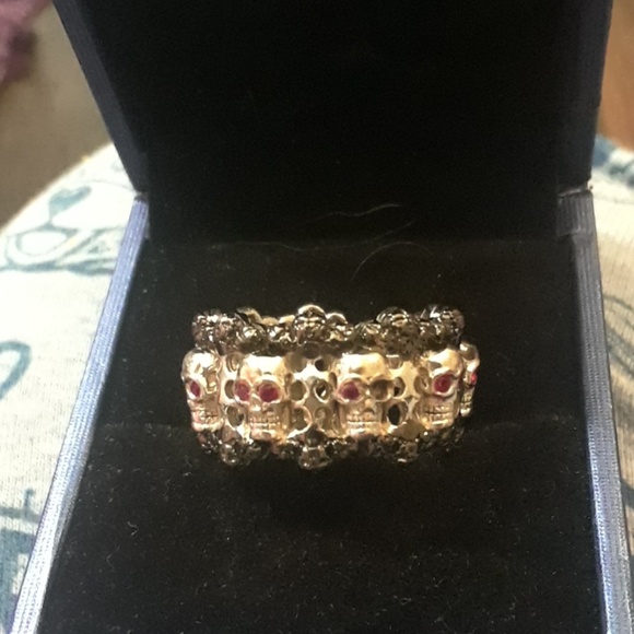 Jewelry - SS skull ring with rubys